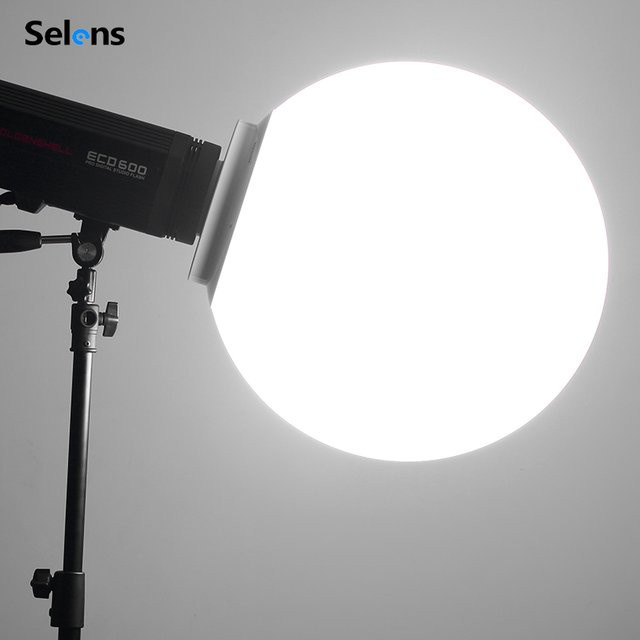 Selens Kugelförmiger Lampenschirm Laternen-Softbox mit Bowens-Mount als Sphärischer Fotografie-Diffusor für Studio-Blitzlicht und COB-Licht, Weiß, Durchmesser: 30 cm, 40 cm oder 50 cm - Bild 1