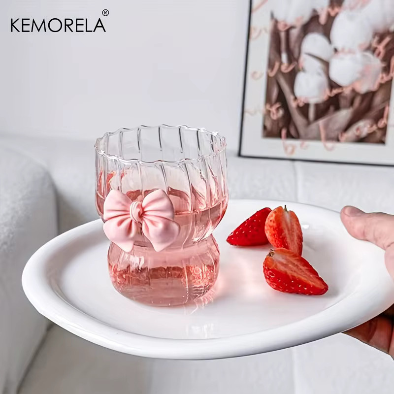 KEMORELA Vintage Schleife Glas mit Wellenstruktur, transparent, 350 ml - Bild 2