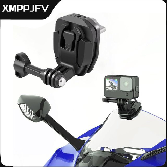 Kamerahalterung aus Aluminiumlegierung für Motorrad-Windschutzscheiben, kompatibel mit GoPro Hero 13 12 11 10 9 8 7, Insta360 X4 X3 und DJI OSMO Action 5Pro 4 3, Farbe: Schwarz - Bild 1