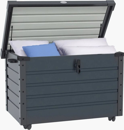 Outsunny Gartenbox aus verzinktem Stahl mit Rollen und Schloss, Dunkelgrau, B/T/H: 100 x 62 x 65 cm