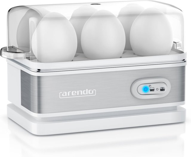 Arendo Eierkocher 6-fach aus Edelstahl mit Warmhaltefunktion in Weiß, 400 W - Bild 1