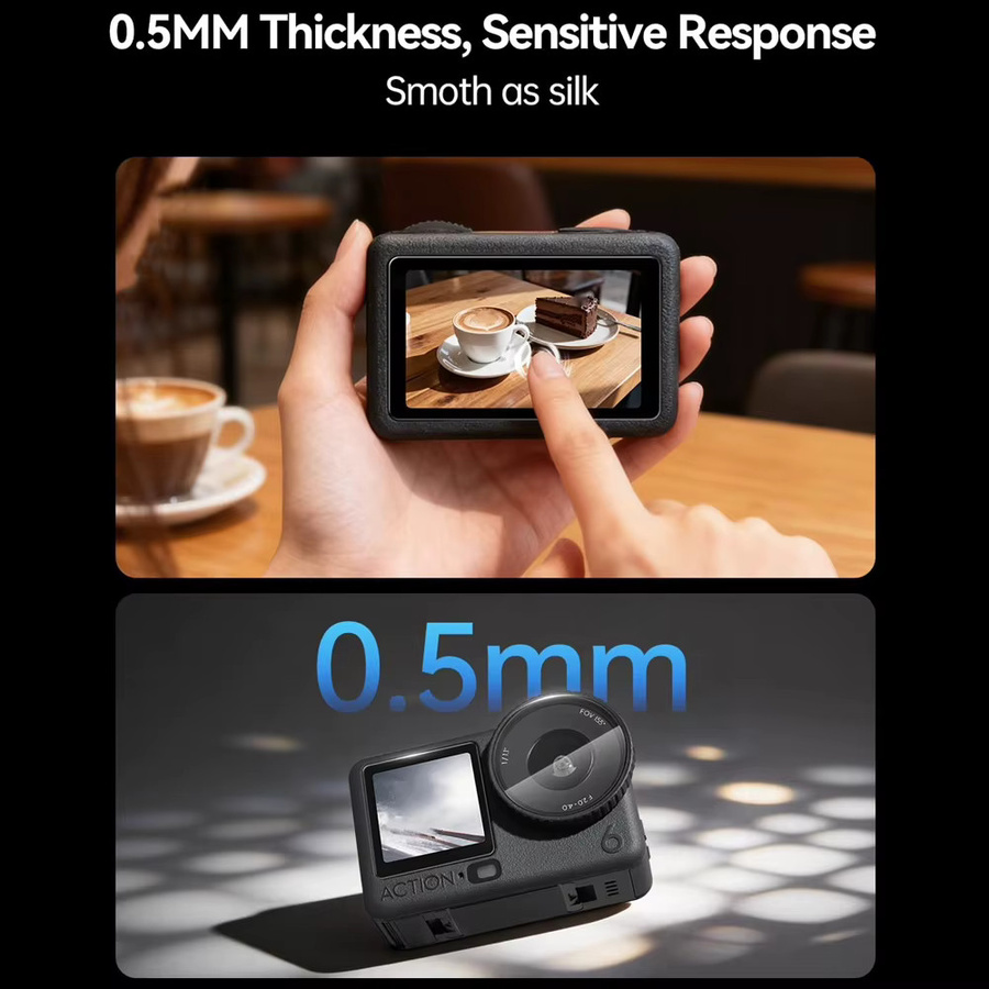 2er-Pack EXSKOF Displayschutzfolie für DJI Osmo Action 6, gehärtetes Glas mit 9H Härtegrad, transparent und kratzfest - Bild 5