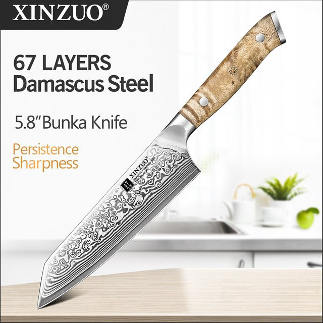 XINZUO Bunka Messer aus Damaststahl mit 10Cr15CoMov Kern für Gemüse und Obst - Bild 1