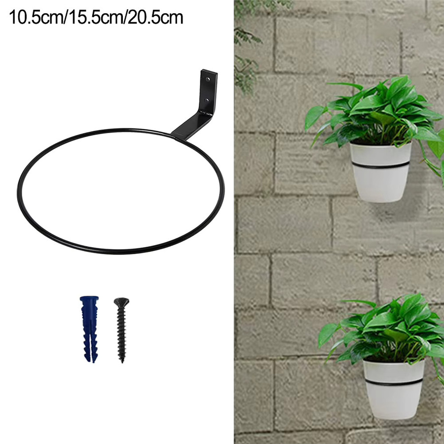 Schwarze Blumentopfhalterung aus Stahl für Balkon und Garten, Durchmesser: 20,5 cm - Bild 2