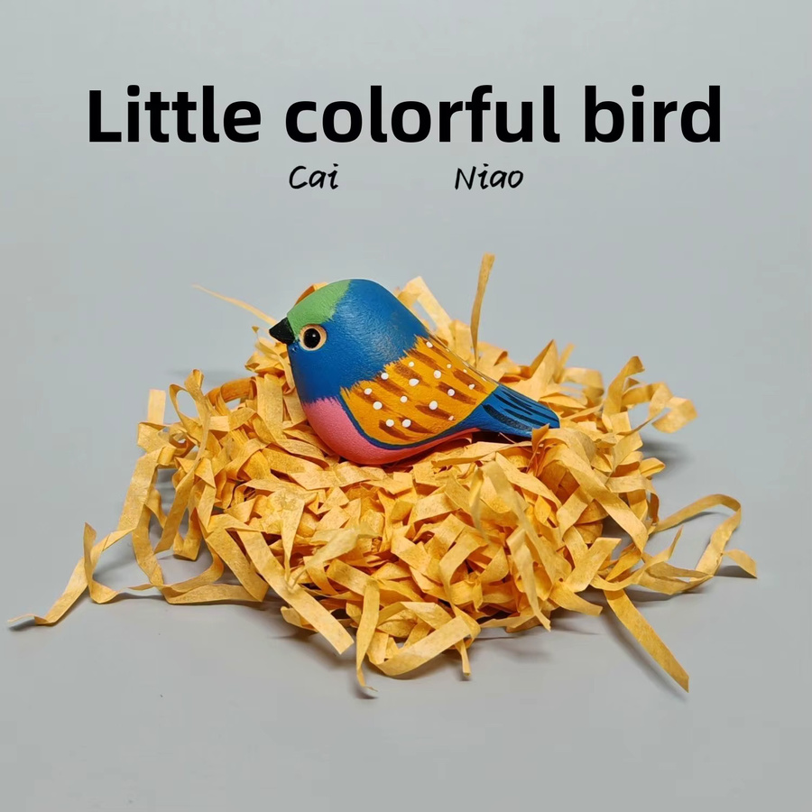 Handgefertigtes Holzschnitzerei-Desktop-Ornament von LDCX als Mini-Simulationsvogel in Mehrfarbig - Bild 1