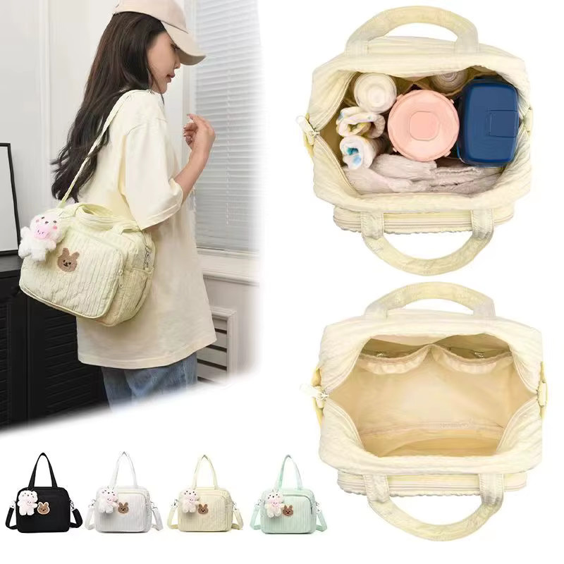 Niedliche Windeltasche aus Baumwolle für Mamas Baby-Organizer in Pink - Bild 3
