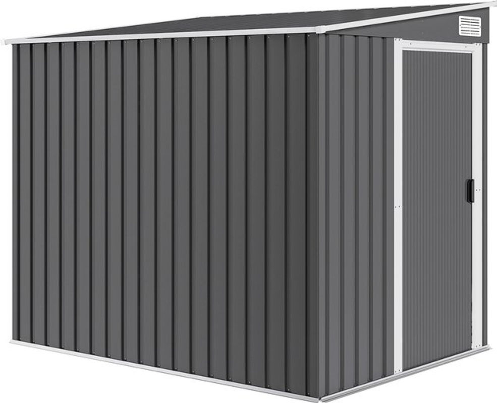Outsunny Metall Gerätehaus aus verzinktem Stahl mit Pultdach und Schiebetür, Dunkelgrau, B/T/H: 154 x 206,5 x 181 cm - Bild 2