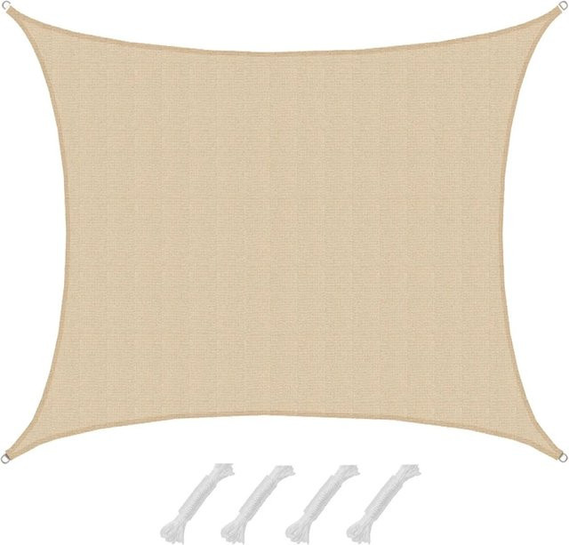 AMANKA HDPE Sonnensegel Wasserdurchlässig, Rechteckig, Beige, B x T: 6 x 5 m - Bild 1