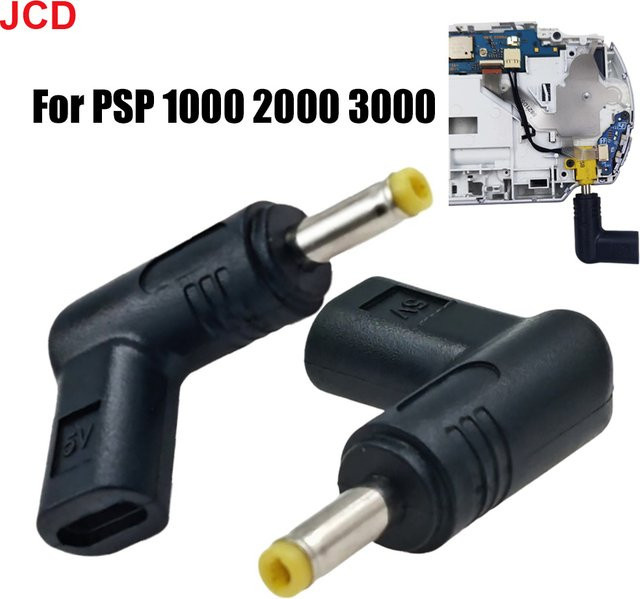 JCD USB-C auf DC Ladeadapter 5V für PSP 1000 2000 3000, Schwarz, DC 4,9 x 1,7 mm - Bild 1