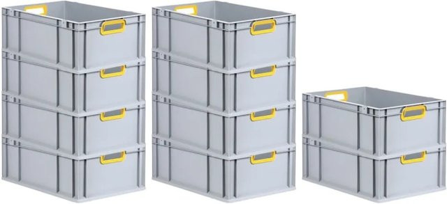 PROREGAL Spar Set 10x Eurobox Nextgen Color Transportboxen mit verstärktem Boden, Farbe: Gelb-grau, H x B x T: 22 x 40 x 60 cm, 44 Liter pro Box - Bild 1