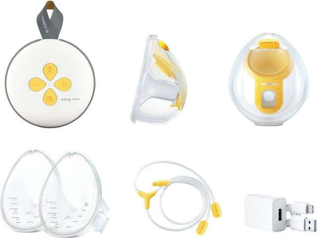 Medela Elektrische Doppelmilchpumpe Swing Maxi Hands-free in Transparent, Gelb und Weiß - Bild 1