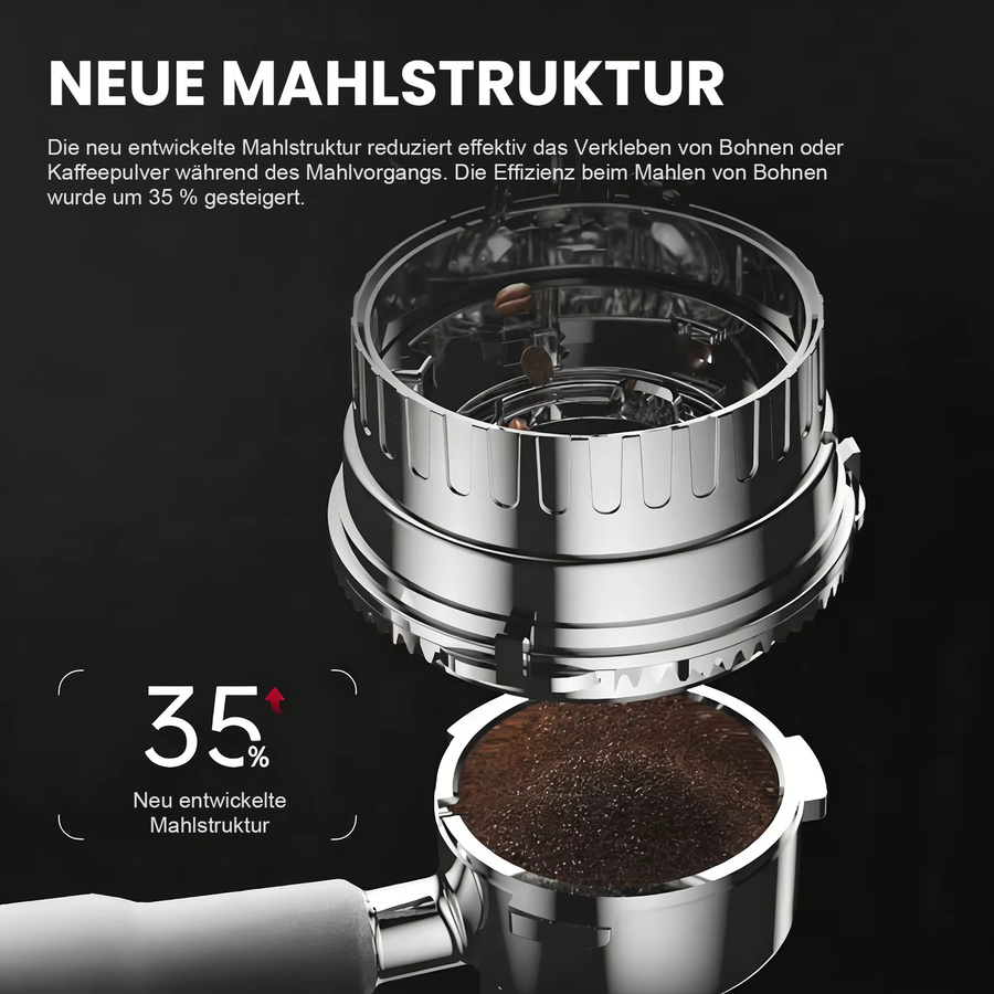 Aiorber Espressomaschine mit integriertem Mahlwerk in Schwarz, 20 Bar, 1350W, Dual-Extraktion mit Touchscreen und 1,8 l Wassertank - Bild 3