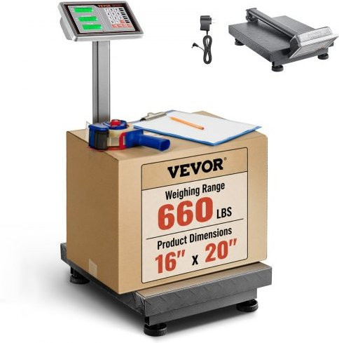 VEVOR Digitale Plattformwaage aus Metall in Silber mit 300 kg Tragkraft und 50 g Genauigkeit - Bild 1