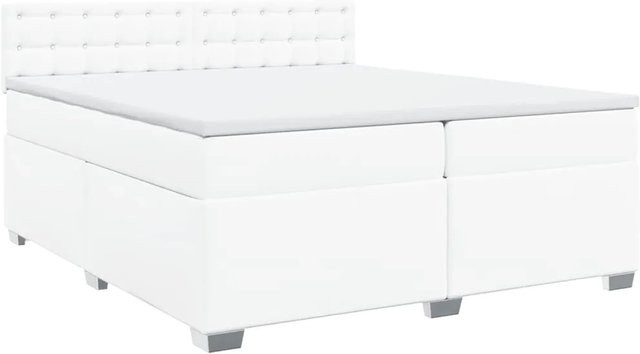vidaXL Boxspringbett Hybrid mit Matratze und Taschenfederkern, Weiß, B/T: 200 x 200 cm - Bild 1