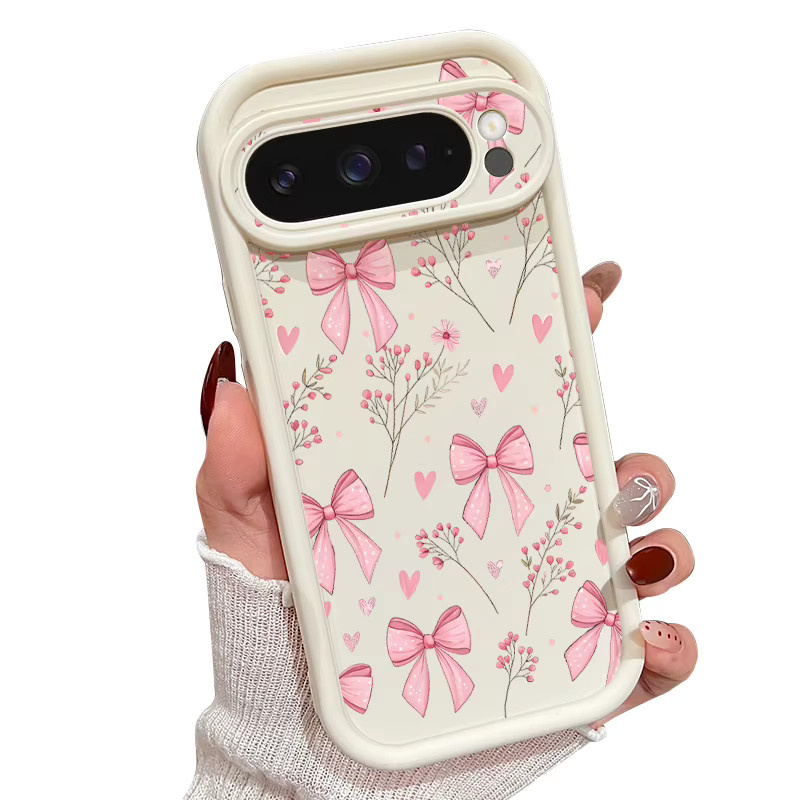 Stoßfeste Softcover Handyhülle mit Rosa Schleife und Blumenmuster für Google Pixel 9 Pro XL 9 8 Pro 7 Pro - Bild 4