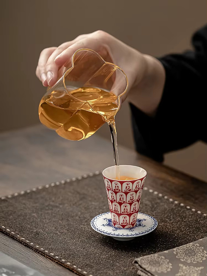 Dunhuang Thousand Buddha Teetasse Set aus Keramik mit Untersetzer für Kung Fu Tee - Bild 2