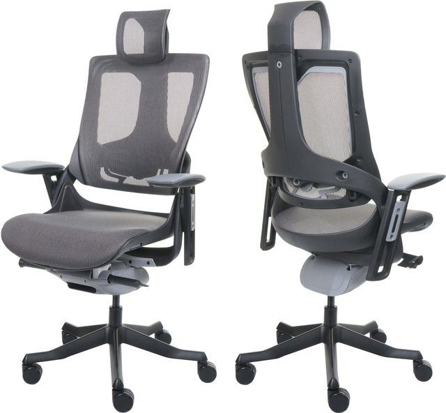Ergonomischer Bürostuhl Adelaide Wau 2 von MERRYFAIR in Schwarz-Grau mit Polster und Netz, inklusive Armlehnen und Rollen - Bild 1