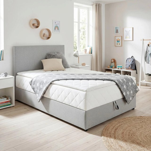 Based Boxbett Boxy Polsterbett mit Taschenfederkern in Grau, B/T: 120 x 200 cm - Bild 1