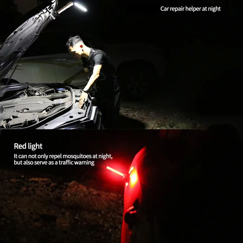 XIWANGFIRE Faltbare COB-LED-Arbeitsleuchte mit Hängehaken und Magnet, USB-wiederaufladbar, Schwarz - Bild 4