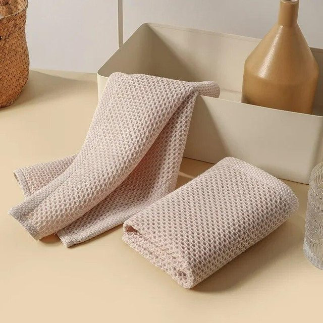 SEEQS Geschirrtuch aus Baumwolle in Wabenstruktur, beige, 34 x 34 cm - Bild 1