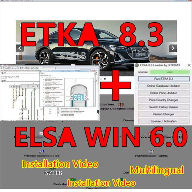 Elsa Win 6.0+Etka 8.3 Software für VAG Fahrzeugelektronik-Teilekatalog Mehrsprachig mit Installationsvideo - Bild 1