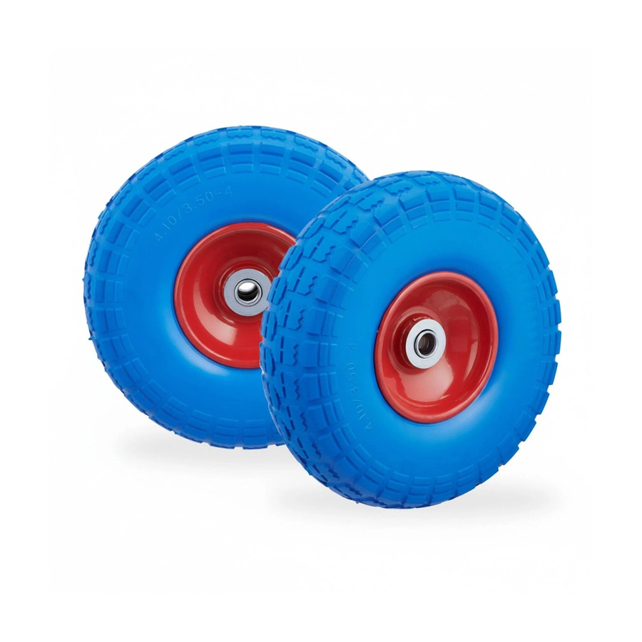 Relaxdays Sackkarrenrad Set aus PU Vollgummi und Stahl in Blau-Rot, 2er Pack, Durchmesser: 26 cm, Breite: 8,5 cm, Gewicht: 1 kg - Bild 2