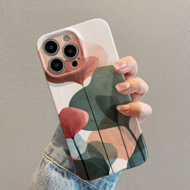 Naturkunst-Blatt-Hülle für Apple iPhone 17 16 15 14 13 12 11 Pro Max Air 16e 7 8 Plus XS Max X XR, stoßfeste Handyhülle aus Hart-PC, mehrfarbig - Bild 1