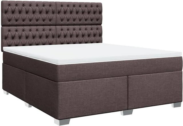 vidaXL Boxspringbett mit Matratze Hybrid-Design in Dunkelbraun und Weiß, B/T/H: 180 x 200 x 150,5 cm - Bild 1