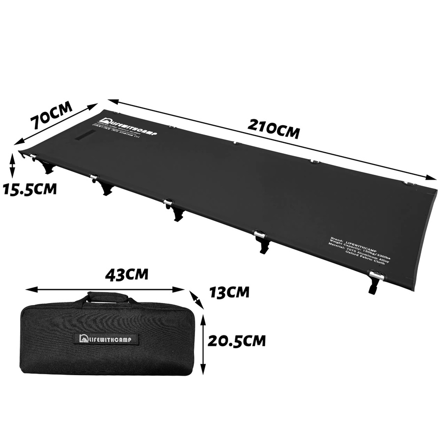 LIFEWITHCAMP Campingbett Klappbar, ultraleichtes tragbares Zeltbett für Outdoor und Wandern, Farbe: Grün, Breite: 70 cm - Bild 3