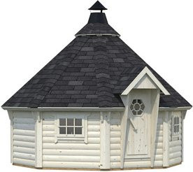 Palmako Grillkota Eva aus Fichtenholz in Beige mit Zeltdach B/T: 379 x 379 cm - Bild 3