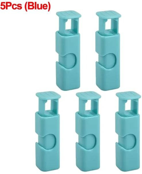 Elberta Lebensmittel-Verschlussbeutel-Clips aus Kunststoff, wiederverwendbare Verschlussklemmen für Snacks und Brot, Blau, 5 Stück - Bild 1
