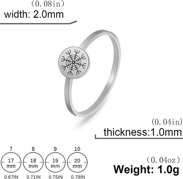 Vegvisir Runenkompass Ring Edelstahl, Silber, Unisex - Bild 1