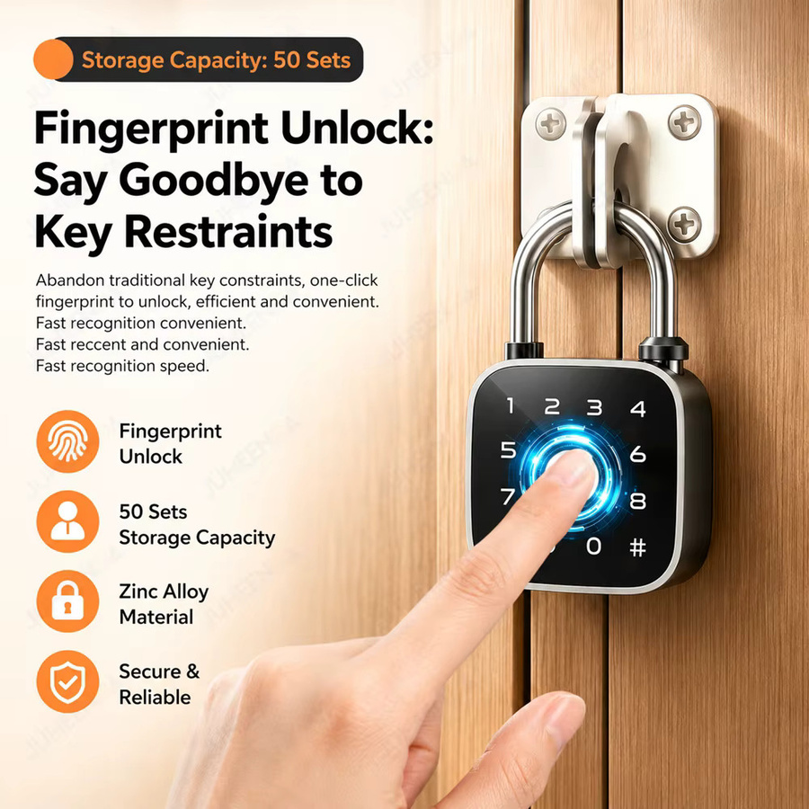Tuya Bluetooth Fingerabdruck-Vorhängeschloss, digitales Gepäckschloss mit Passwortfunktion, IP67 wasserdicht, wiederaufladbares elektronisches Sicherheitsschloss für den Außenbereich in Schwarz oder Braun - Bild 3