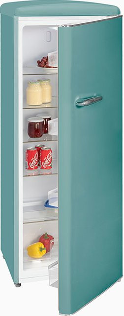 Exquisit RKS325-V-H-160F Retro Vollraumkühlschrank in Taubenblau, Standgerät mit LED-Innenbeleuchtung - Bild 1