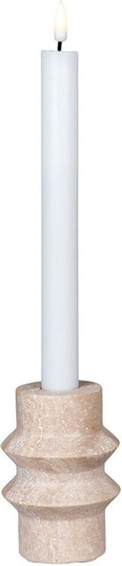 Barreiro Kerzenhalter in Beige und Transparent aus Holz und Stein für Stumpenkerzen und Tafelkerzen - Bild 1