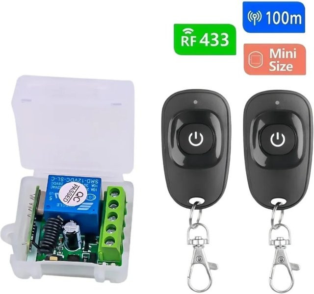 VIKEFON RF EV1527 Lerncode Sender 433 MHz Universal Wireless Fernbedienung Schalter mit DC 12 V 1CH Relais Empfänger Modul in Weiß - Bild 1