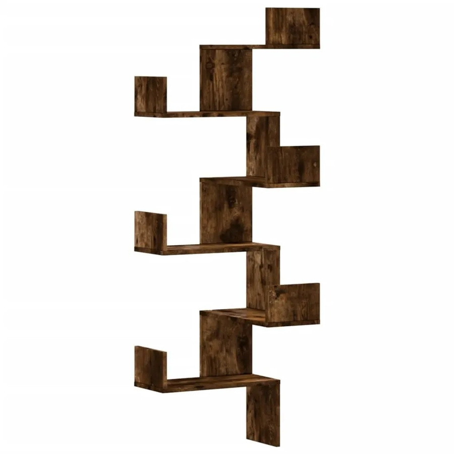 vidaXL Wand-Eckregal aus Holzwerkstoff in Räuchereiche, B/T/H: 45 x 45 x 147 cm - Bild 2