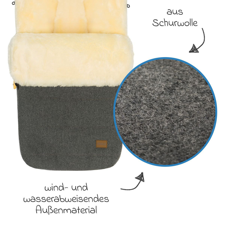 Fillikid Lammwoll-Fußsack Bernina Wool für Buggy, Sport- und Kinderwagen, Grau - Bild 2