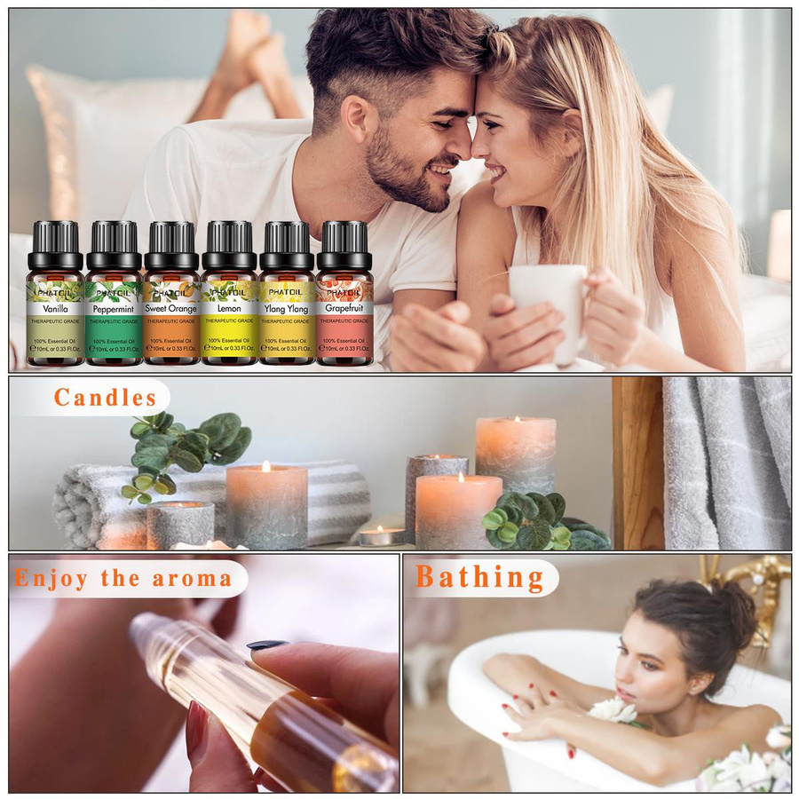 PHATOIL Set mit 6 Stück ätherischen Fruchtölen und floralen Pflanzenextrakten, Lavendel-Duftöl für Diffusor, Luftreiniger und DIY-Parfüm, 6,0 ml - Bild 2