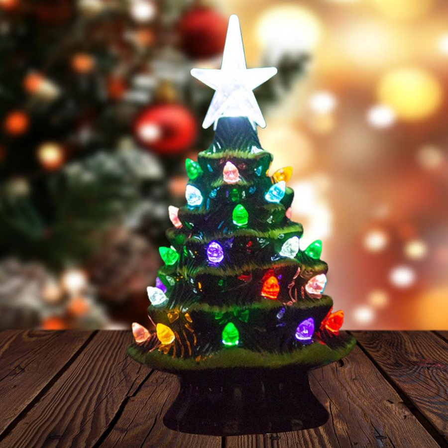Beleuchteter Keramik-Weihnachtsbaum von DIYelecs in Multicolour, Tischdekoration für Weihnachten, Höhe: 18,8 cm - Bild 6