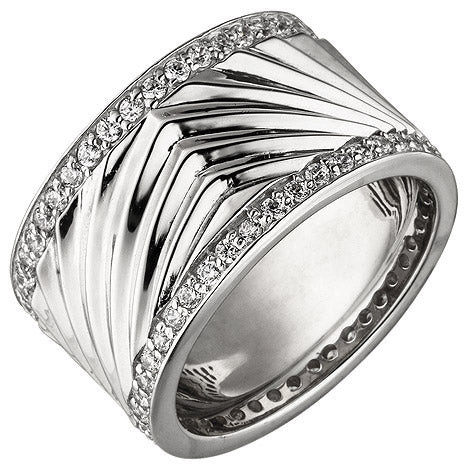 Colfem Ring 925 Sterling Silber, Zirkonia, breit, Damen, Ringgröße 64 - Bild 1