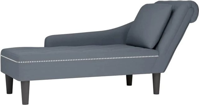 vidaXL Chaiselongue mit Kissen und rechter Armlehne in Dunkelgrau aus Samt - Bild 1