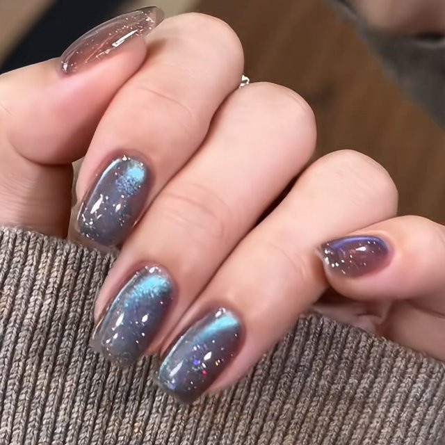 STERN Katzenaugen-Gel-Nagellack, blau-violett, schimmernd - Bild 1
