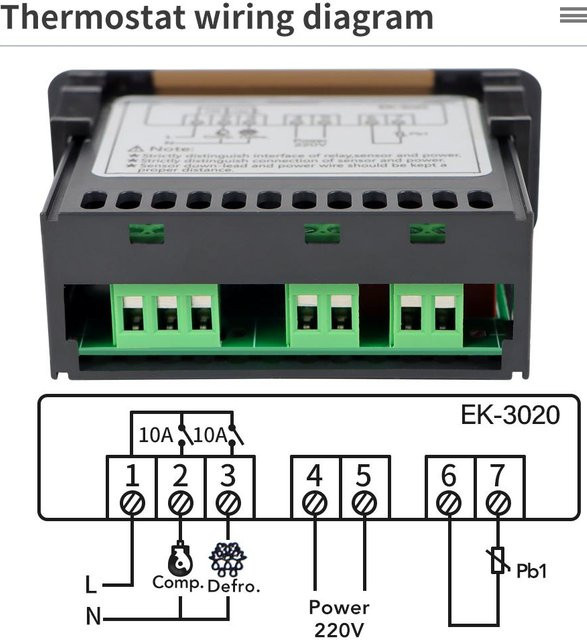 Digitaler Temperaturregler EK-3020 Thermoregler für Kühlung und Heizung mit Einzel- oder Doppel-NTC-Sensor in Schwarz - Bild 1