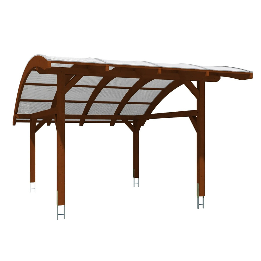 Skan Holz Carport Schwaben aus Holz mit Polycarbonat Doppelstegplatten in Nussbaum, B: 434 cm, T: 630 cm - Bild 2