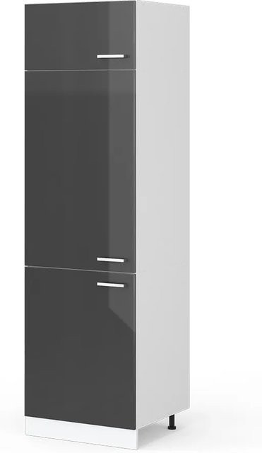 Vicco R-Line Kühlumbauschrank Hochschrank für die Küche, Anthrazit Hochglanz/Weiß, B: 60 cm, H: 207 cm, T: 57,2 cm - Bild 1
