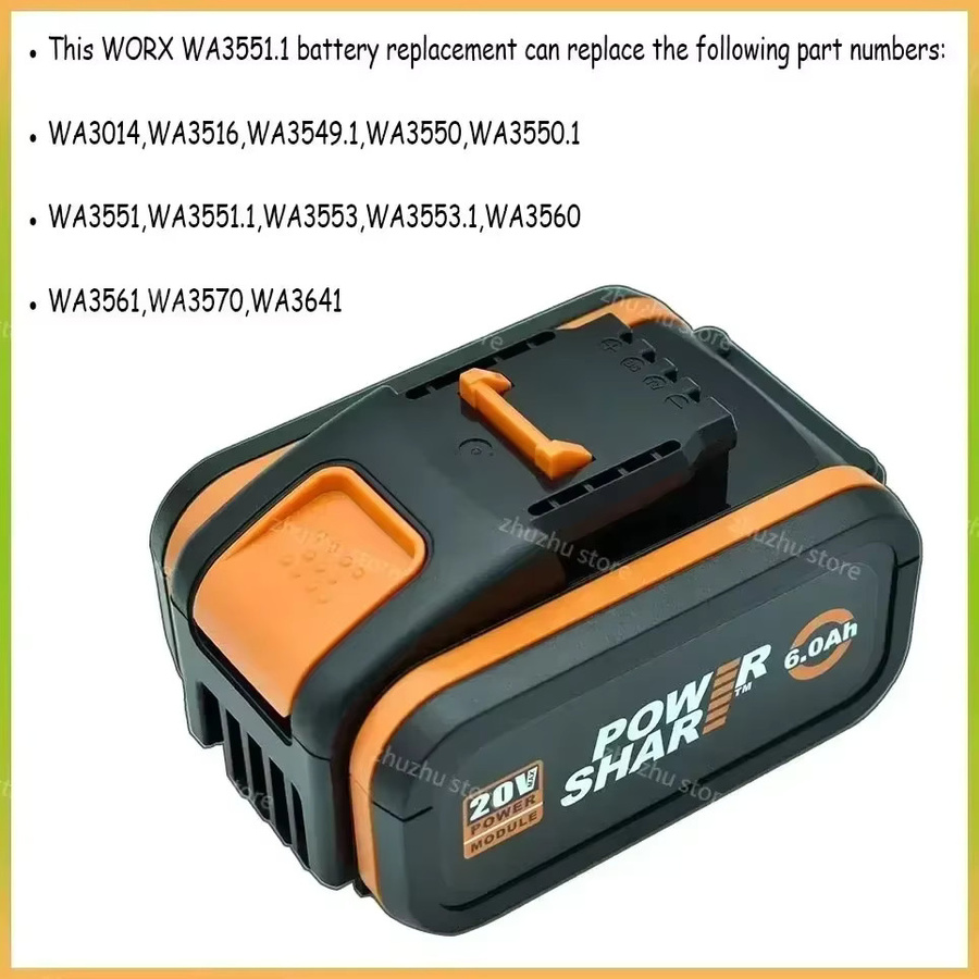 Worx Original Lithium-Ionen-Akku 20V mit 8,0 Ah für WA3551, WA3553, WX176, WX550, WX386, WXino 3, WXgain und WX800, WU268 - Bild 2