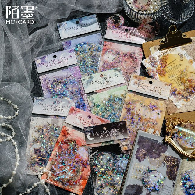 20 Stück Mengtai Vintage Aufkleber mit Mond und Blumen in Multicolour für Scrapbooking und DIY Tagebuch - Bild 1