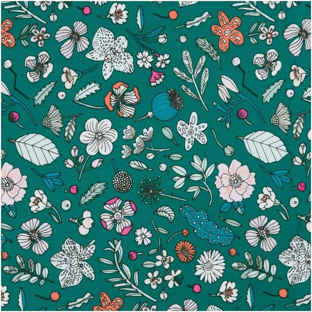Rico Design Druckstoff Hygge Blumen in grün-neon mit 140 cm Breite - Bild 1