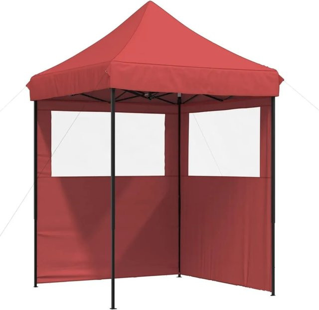 vidaXL Partyzelt Pop-Up Faltbar mit 2 Seitenteilen und Fenstern, Rot/Schwarz/Transparent, B: 306 cm, H: 200 cm, T: 14 cm - Bild 1